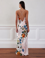 Dresses Borgo De Nor Olive Crepe Satin Dress Magical Blossom Pink Apoella