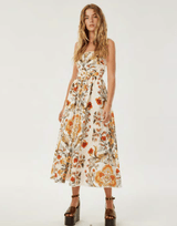 Dresses Borgo De Nor Petra Linen Dress Sun Fire Garden - Cream 8UK / Sun Fire Garden Apoella