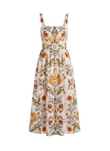 Dresses Borgo De Nor Petra Linen Dress Sun Fire Garden - Cream 8UK / Sun Fire Garden Apoella