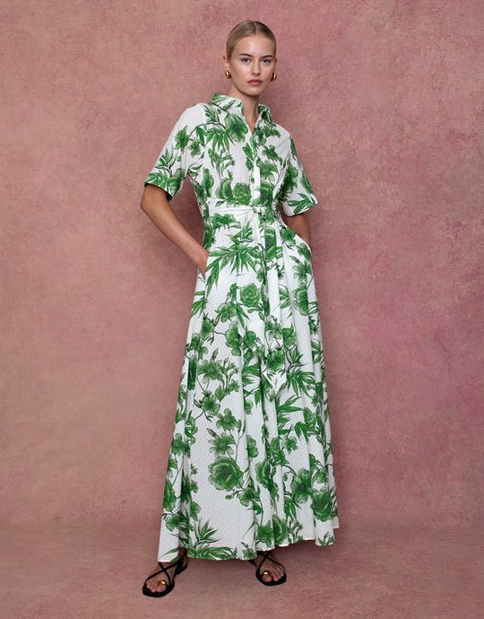 Dresses Borgo De Nor Posie Broderie Anglaise Long Dress Antigua Green 12UK / Green Apoella