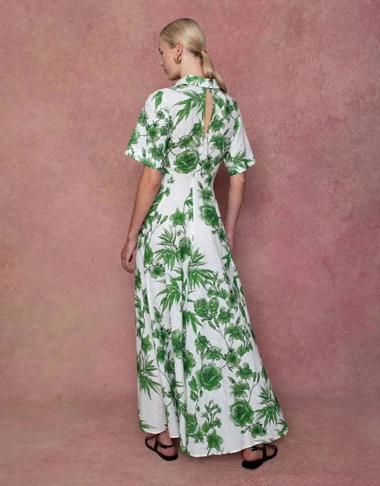 Dresses Borgo De Nor Posie Broderie Anglaise Long Dress Antigua Green 12UK / Green Apoella
