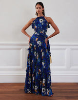 Dresses Borgo De Nor Tatiana Crepe Dress Magical Blossom Navy Apoella