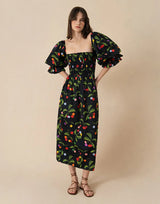 Dresses Borgo De Nor Viona Off-shoulder Cotton Long Dress Cherry Black Apoella