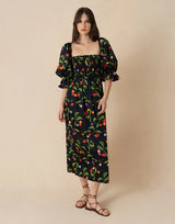 Dresses Borgo De Nor Viona Off-shoulder Cotton Long Dress Cherry Black Apoella