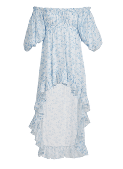 Dresses Caroline Constas Imelda Asymmetric Dress Blue Watercolor Floral Apoella