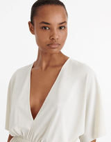 Dresses Eres Naia V Neck Short Sleeves Short Dress Sable Fin M / Sable Fin Apoella