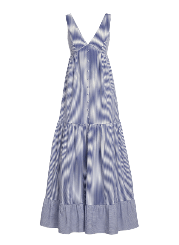 Dresses Evi Grintela Tara V-Neck Low Back Sleevless Maxi Dress With Stripes White Navy Apoella