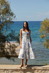 Dresses Evi Grintela Teresa Midi Sleeveless Dress Blue/White Corals Apoella