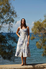 Dresses Evi Grintela Teresa Midi Sleeveless Dress Blue/White Corals Apoella