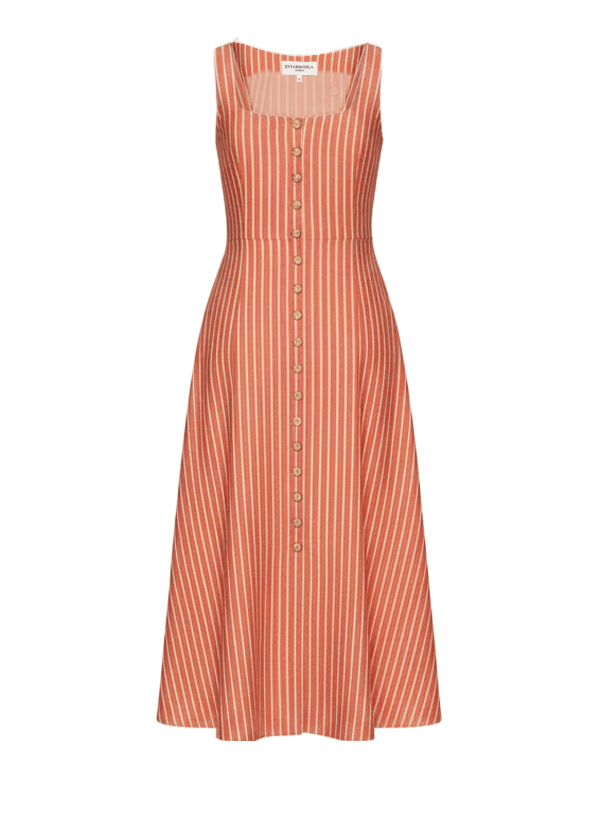 Dresses Evi Grintela Teresa Stripe Midi Sleeveless Dress Orange/White Stripes Apoella