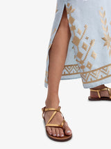 Dresses Greek Archaic Kori Ios Strap Long Dress Ciel/Gold Apoella