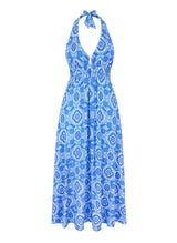 Dresses Heidi Klein Mykonos Halterneck Maxi Dress Beachwear Sky Blue/White Apoella
