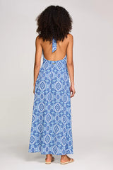 Dresses Heidi Klein Mykonos Halterneck Maxi Dress Beachwear Sky Blue/White Apoella