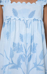 Dresses Juliet Dunn Baby Doll Dress W.bellflower Block Print Pale Blue Apoella