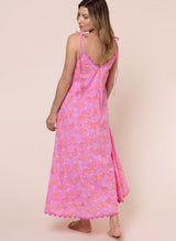 Dresses Juliet Dunn Ginkgo Floral Block Print Floaty Dress Fuchsia/Neon Red 1 / Fuchsia Apoella