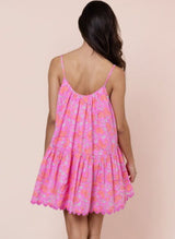 Dresses Juliet Dunn Ginkgo Floral Loose Strappy Mini Dress Fuchsia/Neon Red Apoella