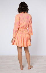 Dresses Juliet Dunn Long Sleeve Beach Dress Majorelle Print Peach Pink Apoella