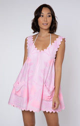 Dresses Juliet Dunn Low Back Dress W.Bellflower Block Print Pale Pink ONE SIZE / Pink Apoella