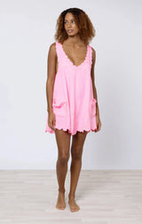 Dresses Juliet Dunn Poplin Low Back Dress With Cord Flower Pink Grapefruit ONE SIZE / Pink Grapefruit Apoella