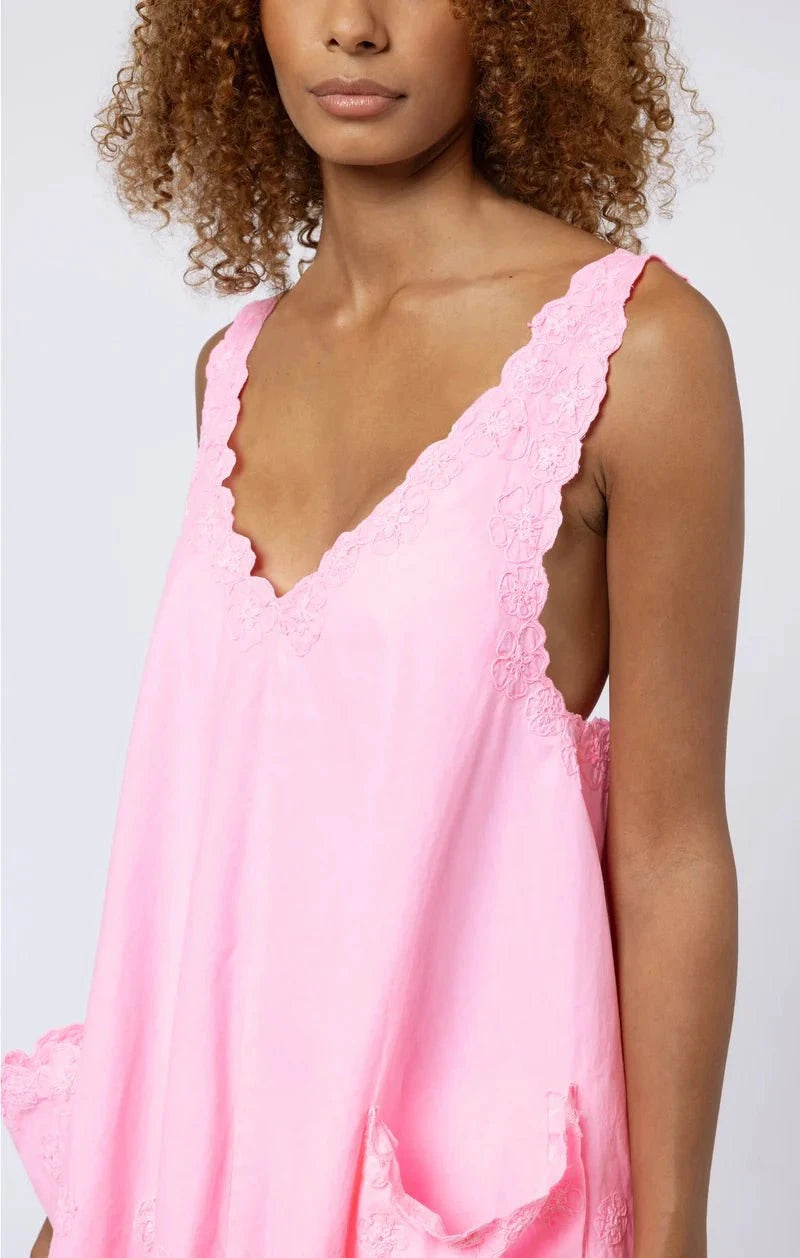 Dresses Juliet Dunn Poplin Low Back Dress With Cord Flower Pink Grapefruit ONE SIZE / Pink Grapefruit Apoella