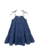 Dresses Juliet Dunn Poplin Trapeze Mini Dress W. Ric Rac Embroidery Indigo 2 / Indigo Apoella