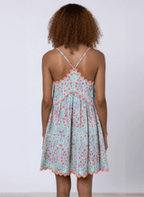 Dresses Juliet Dunn Racer Back Dress Ditzy Print Aqua/Neon Red Apoella