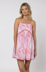 Dresses Juliet Dunn Racer Back Dress Ginkgo Print & Ric Rac Pale Pink/Red Apoella