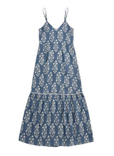 Dresses Juliet Dunn Small Flower Block Print V-neck Long Dress W. Lurex Stripes Midnight/silver Apoella