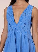 Dresses Juliet Dunn V-Back Mini Dress With Scallop Embroidery Ocean Blue Apoella