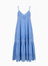 Dresses Juliet Dunn V Neck Midi Dress With Scallop Embroidery Ocean Blue Apoella