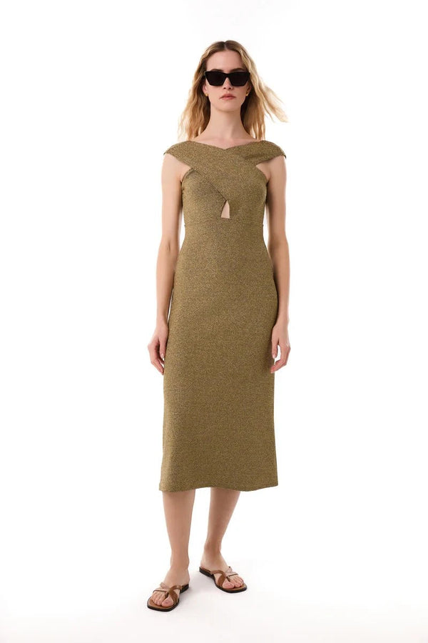 Dresses Kiohne Coral Cross Body Dress Gold Apoella