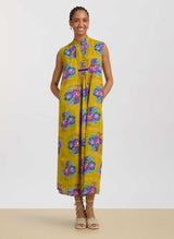Dresses Lisa Corti Eve Cotton Dress Green Gold Apoella