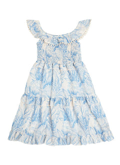 Dresses Marie Raxevsky Shirred Dress Thalassa Blue Apoella