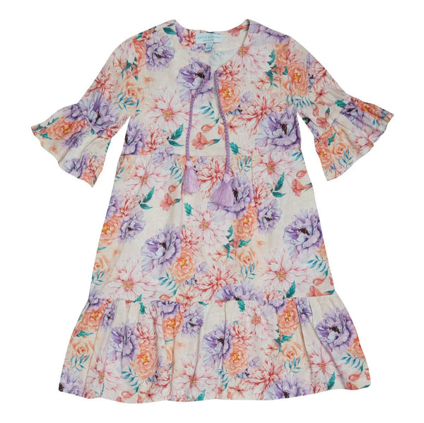 Dresses Marie Raxevsky Short Sleeve Ruffles Tunic Dress Romantic Apoella