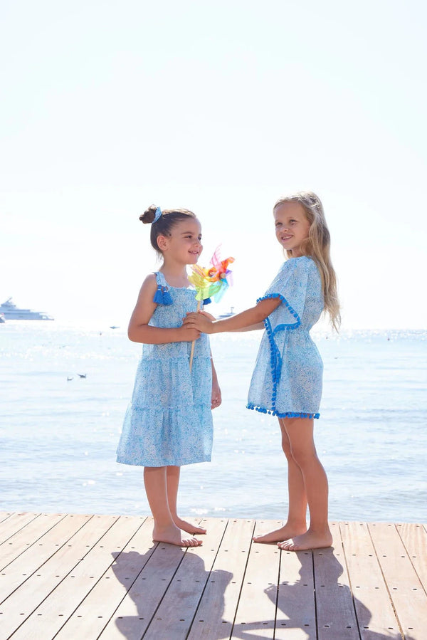 Dresses Marie Raxevsky Tie Shoulder Shirred Ruffles Dress Iris Apoella