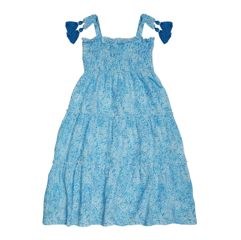 Dresses Marie Raxevsky Tie Shoulder Shirred Ruffles Dress Iris Apoella