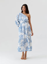 Dresses Melissa Odabash Autumn One Shoulder Long Dress Coastal Navy Apoella