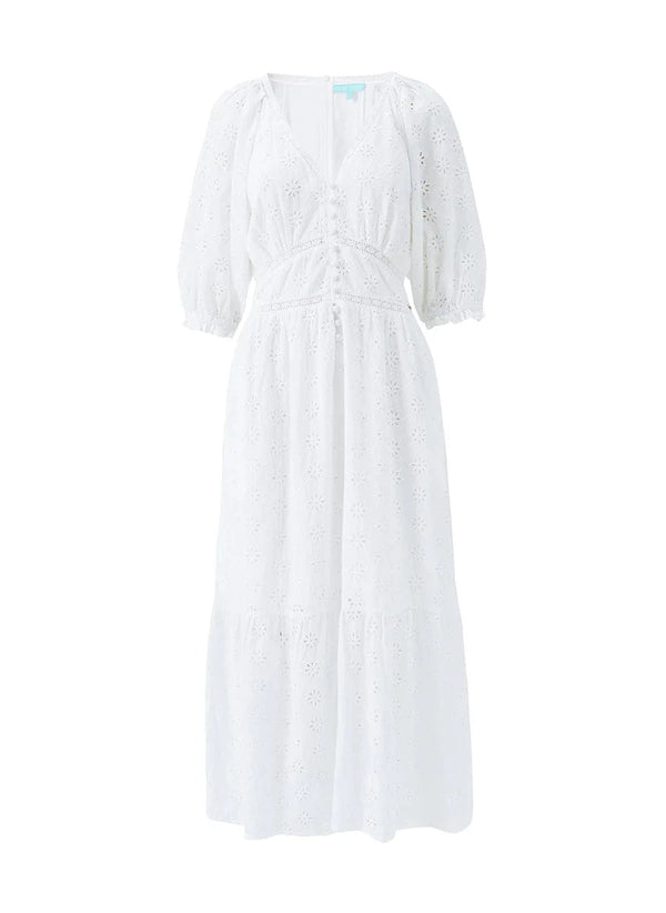 Dresses Melissa Odabash Daphne V Neck Embroidered Long Dress White Apoella