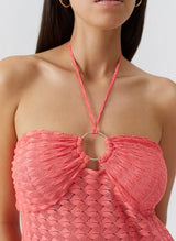 Dresses Melissa Odabash Harriet Halter Knit Long Dress Apricot Apoella