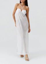 Dresses Melissa Odabash Harriet Halter Knit Long Dress White Apoella