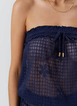 Dresses Melissa Odabash Isla Bandeau Knit Short Dress Navy Apoella