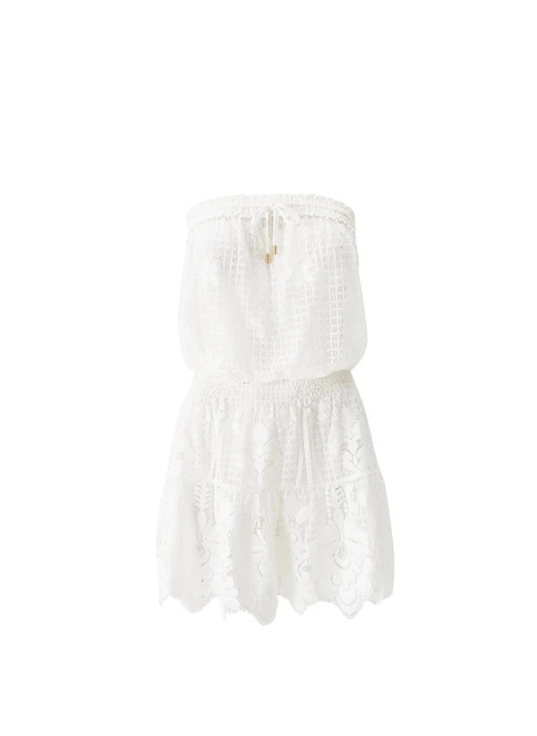 Dresses Melissa Odabash Isla Bandeau Lace Short Dress White Apoella