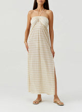 Dresses Melissa Odabash Mila Halter Knit Long Dress Gold Apoella