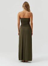 Dresses Melissa Odabash Rae Bandeau Ruched Long Dress Olive Apoella
