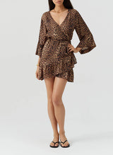 Dresses Melissa Odabash Tegan Wrap Short Dress Cheetah Apoella
