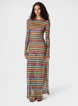 Dresses Missoni Long Dress in Lamé Viscose with Micro Zigzag Pattern 42 / Multi Apoella