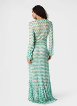 Dresses Missoni Long Floral Lace Dress With Frills Blue Green 42 / Green Apoella