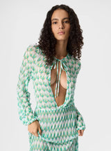 Dresses Missoni Long Floral Lace Dress With Frills Blue Green 42 / Green Apoella