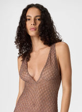 Dresses Missoni Spiderweb-patterned Lamé Viscose Dress with a V-Neckline 42 / Brown Apoella