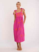 Dresses Nimo With Love Agate Shoulder Straps Maxi Dress Berry/Flamingo Embroidery Apoella